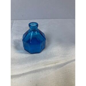 Vintage Wheaton NJ‎ Cobalt Blue Glass Ink Well Bottle Octagon Decor
